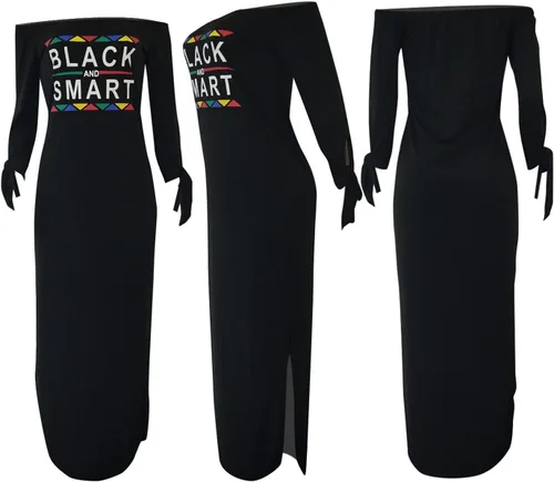 Vista 2 de Hooreatee Women's Sexy Off The Shoulder Dresses Casual Long Sleeve Plus Size Long T Shirt Maxi Dress Club Outfits