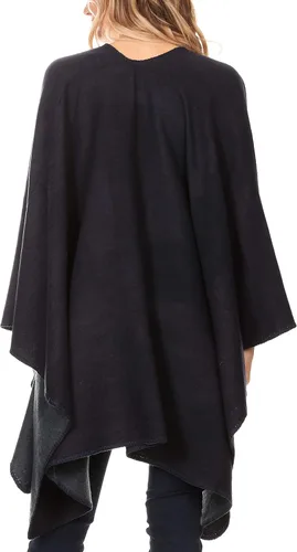 Vista 4 de Sakkas Mari - Manta reversible para mujer, diseño de poncho grande