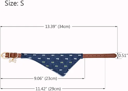 Vista 2 de Collar de piel para cachorros pequeños, ajustable, de piel, con hebilla identificatoria. Collar para perro con bandana roja a cuadros, S