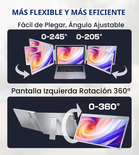 Vista 4 de Extensor de pantalla para portátil de 15,6", monitor triple, IPS 1080P