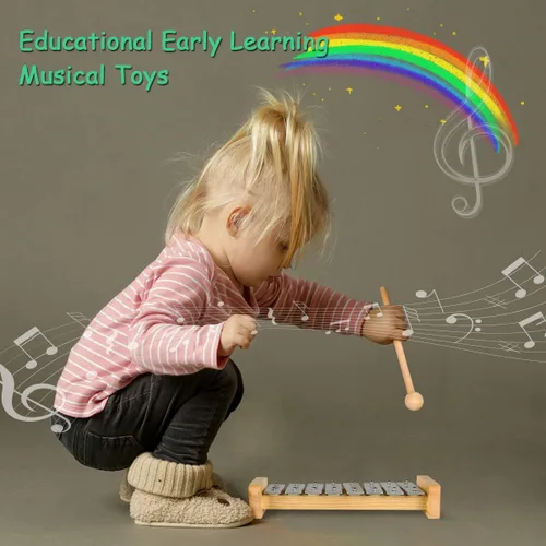 Vista 3 de LOOIKOOS Instrumentos musicales para niños pequeños, juego de música ecológico para niños preescolares educativo, instrumentos de percusión