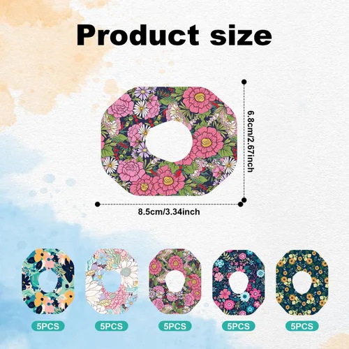 Vista 2 de 25 parches adhesivos para Dexcom G7, estilo flor de primavera, cubierta de sensor impermeable, transpirable, a prueba de sudor, cinta de sobreparche