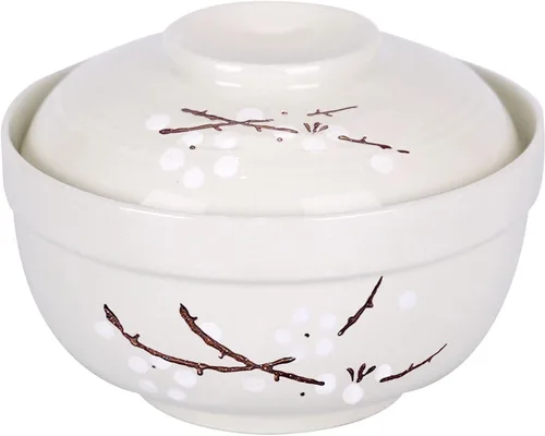 Vista 8 de WHJY Vajilla japonesa creativa de cerámica pintada a mano con tapa para sopa y fideos, con función de preservación del calor, cuenco y tapa azul