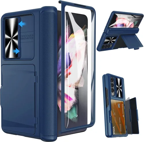 Vista 11 de Viaotaily Funda para Galaxy Z Fold 3 con Soporte para Bolígrafo, Funda Fold 3 con Protección de Bisagra y Protector de Pantalla, Funda con Soporte