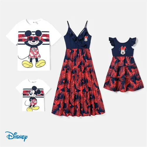 Vista 5 de Disney Mickey and Friends - Conjuntos de vestidos de camisola con volantes y camisetas a rayas a juego para vacaciones familiares