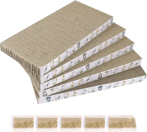 Vista 12 de PatiencET Rascador para gatos en forma de L, almohadilla de cartón de 26.8 pulgadas para gatos de interior, tablero vertical grande para rascar