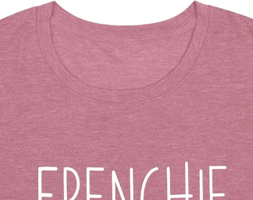 Vista 19 de Camiseta de manga corta con texto en inglés «Frenchie Mama», con estampado de letras para mujer, estilo casual