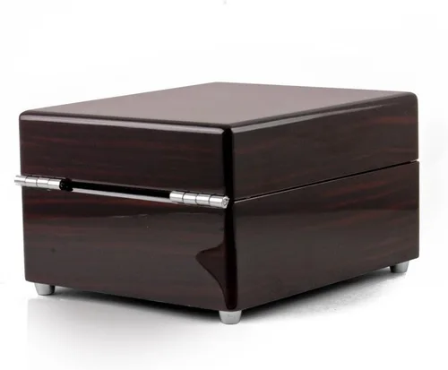 Vista 2 de Caja de música marrón con compartimento para joyas, muchas canciones para elegir, no puedo evitar enamorarse de ti