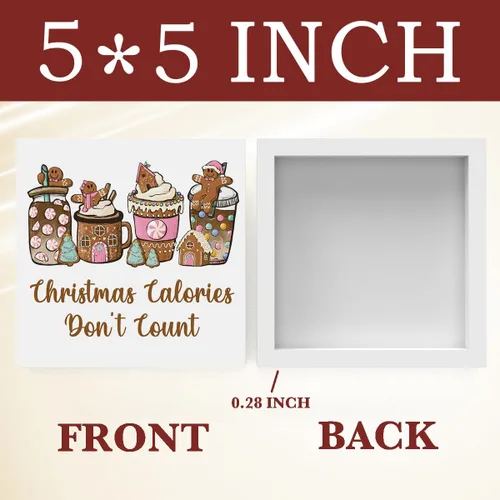 Vista 2 de Decoración navideña de cafetería, decoraciones navideñas divertidas retro, lazo rosa, letrero de calorías de pan de jengibre, regalo para mujeres