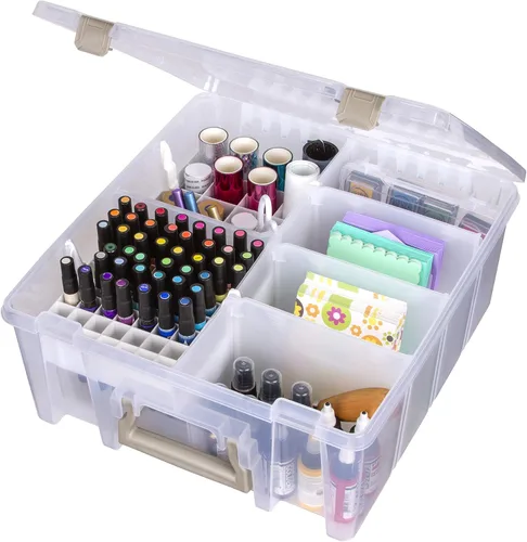 Vista 5 de ArtBin 6993SP Super Satchel Double Deep con bandeja de accesorios para manualidades en papel, transparente, 1 bolsa y 1 bandeja