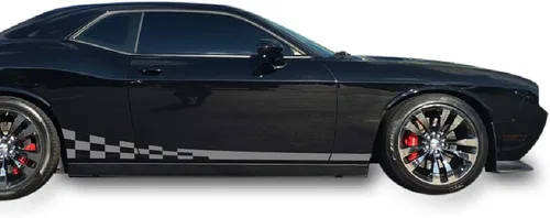 Vista 5 de Adhesivo adhesivo de vinilo lateral ondulado acabado raya kit compatible con Dodge Challenger 2008-presente (negro)