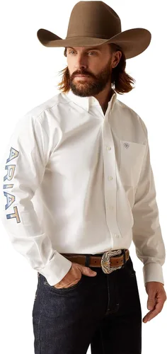 Vista 31 de Camisa de sarga con logo del equipo Ariat, ajuste clásico, para hombres Adobe/Ladrillo
