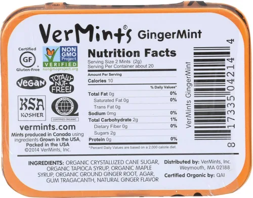 Vista 2 de Vermints All Natural Breath Mints GingerMint - 1.41 oz