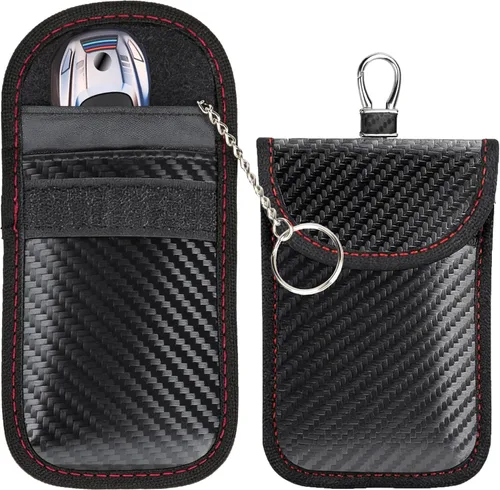 Vista 9 de BFXM Faraday - 2 bolsas para llaves de automóvil, bolsa de bloqueo de señal RFID, protector antirrobo, funda bloqueadora de señal de teléfono