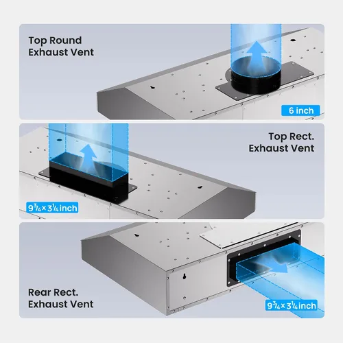 Vista 5 de VIKIO HOME Campana Extractora de 30 Pulgadas Debajo del Gabinete, Campana de Cocina con 980 CFM, Sensor de Gestos de 3 Velocidades y Panel