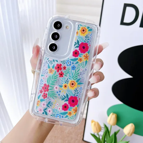 Vista 3 de Funda para Samsung Galaxy S23, para Samsung Galaxy Ultra, delgada, bonita, protectora, transparente, floral, para Samsung Floral A