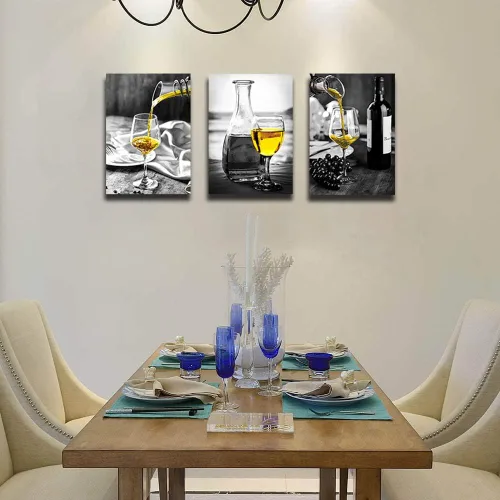 Vista 6 de Lienzo de pared para sala de estar, diseño de rosas blancas y negras, color azul, listo para colgar