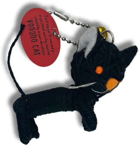 Vista 2 de Watchover Voodoo Llavero de gato vudú de 3 pulgadas, regalo hecho a mano para traer buena suerte y positividad a donde quiera que vayas