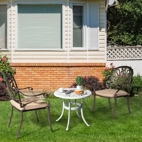 Vista 7 de Mesa auxiliar de patio de 24 pulgadas, mesa de patio al aire libre con almohadillas ajustables, mesa auxiliar de aluminio fundido, mesa auxiliar