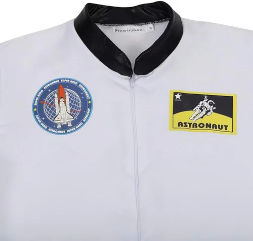 Vista 4 de Jutrisujo Disfraz de astronauta para adultos, traje espacial para hombre, traje espacial explorador, traje de vuelo para cosplay, Halloween