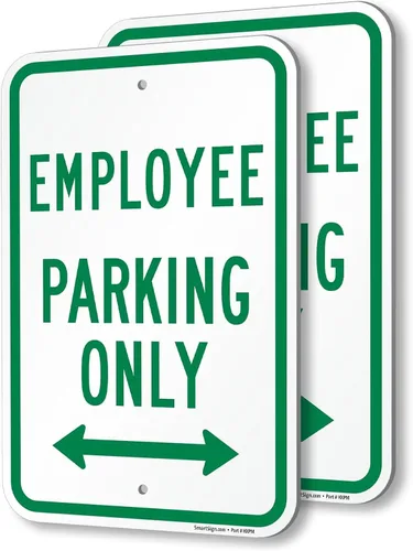 Vista 13 de SmartSign Letrero de metal "Employee Parking Only" de 18 x 12 pulgadas con flecha derecha, aluminio laminado inoxidable de 63 mil, verde y blanco