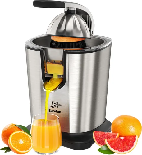 Vista 9 de Eurolux Exprimidor eléctrico de naranja Exprimidor de cítricos profesional de acero inoxidable con mango de agarre suave para exprimir sin