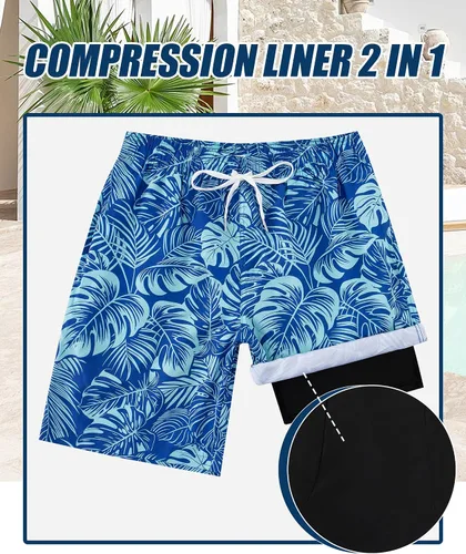 Vista 50 de UNICOMIDEA Bañador para hombre con forro de compresión de 9 pulgadas de largo