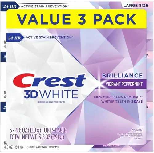 Vista 9 de Crest 3D White pasta dental blanqueadora de menta radiante, 2.7 oz (76g) - Paquete de 3