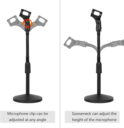 Vista 4 de GEEKRIA for Creators Soporte telescópico de micrófono de mesa con brazo flexible compatible con Shure KSM11, SM57, TONOR D5, K1 soporte de micrófono
