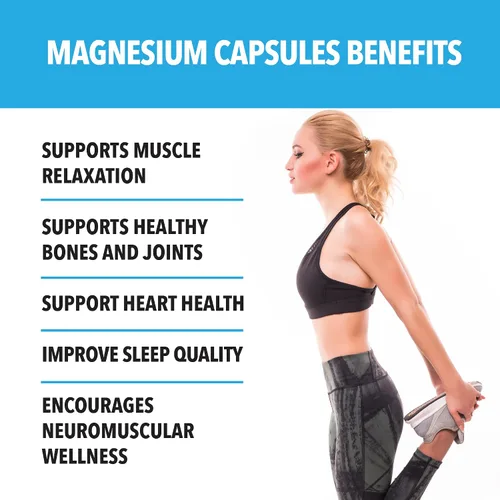 Vista 2 de SIBA Glicinato de magnesio 500 mg Suplemento de alta absorción para la recuperación muscular del sueño, función nerviosa, salud ósea, calma natural