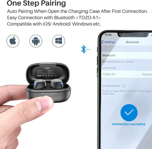 Vista 8 de TOZO S4 AcuFit One Smartwatch 1.78 pulgadas Llamadas/Respuestas Fitness Tracker Negro + A1 Mini Auriculares Inalámbricos Inalámbricos Ligero Negro