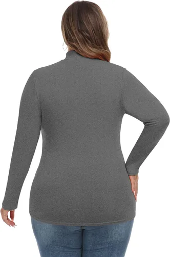 Vista 2 de FOREYOND Womens Plus Size Tops Long Sleeve Lightweight Pullover Mock Turtleneck Tunics Tops