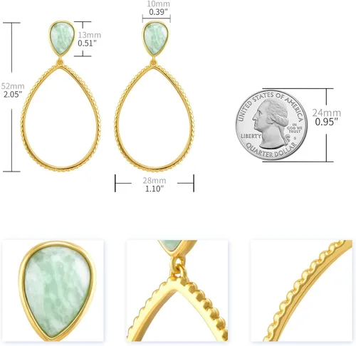 Vista 6 de G&GEMSJEW Gold Dangle Earrings for Women, 14K Gold Plated Gemstone Earrings