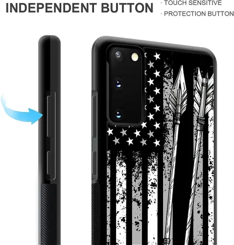 Vista 6 de Funda compatible con Samsung Galaxy S20, diseño de bandera estadounidense con diseño de tiro con arco al aire libre, a prueba de golpes Tiro