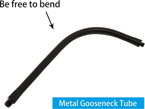 Vista 2 de Brazo de micrófono de cuello de cisne con 3/8 macho, soporte de micrófono de cuello de cisne flexible de 16 pulgadas, sujeción resistente, negro