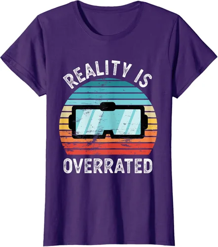 Vista 9 de Reality is Overrated VR - Camiseta divertida de regalo de realidad virtual, Negro, S