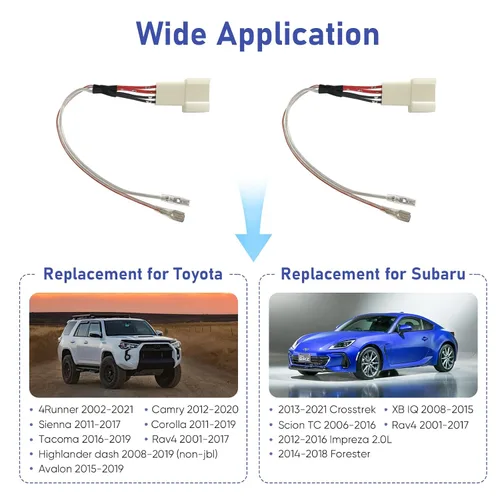 Vista 2 de Conector de cable de altavoz tweeter para tablero de Toyota Corolla/Camry 2012-2020, RAV4 2015-2019, adaptador de cable de altavoz para Subaru