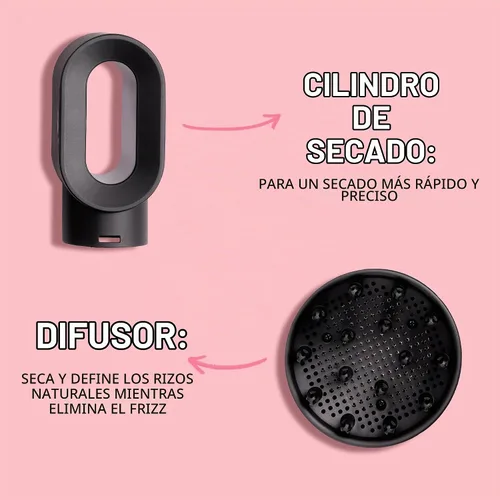 Vista 4 de Foxybae Super Styler - Juego de cepillos secadores 4 en 1 - Difusor, cepillo de soplado, barril de rizado de 1.25 pulgadas y cilindro de secado