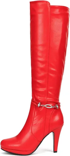Vista 2 de DREAM PAIRS Botas de tacón alto hasta la rodilla para mujer