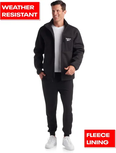 Vista 5 de Reebok Sudadera deportiva para hombre, chaqueta de forro polar con cremallera completa para hombre, abrigo ligero de rendimiento (M-XXL)