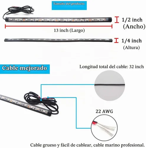 Vista 2 de Boaton Luces de navegación LED para barco marino, luces de pesca nocturna, sin taladrar, luces de arco para cubierta, luces de cortesía, luces