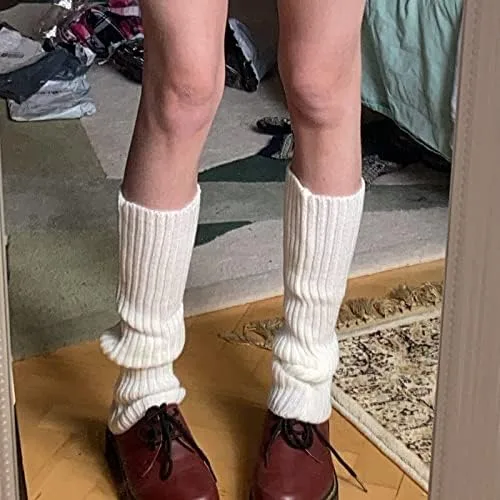 Vista 5 de mdnhsb Calentadores de piernas para mujer, de punto acanalado, Kawaii Y2K, Harajuku Gyaru, lindos calentadores de piernas, calcetines góticos