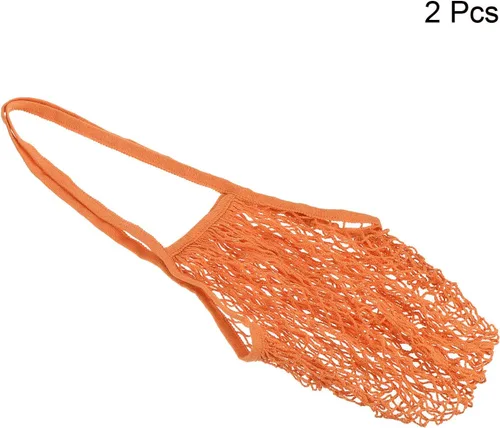 Vista 3 de MECCANIXITY Bolsa de malla de algodón con asa larga, reutilizable, lavable, malla de cadena, organizador de bolsas de comestibles para frutas
