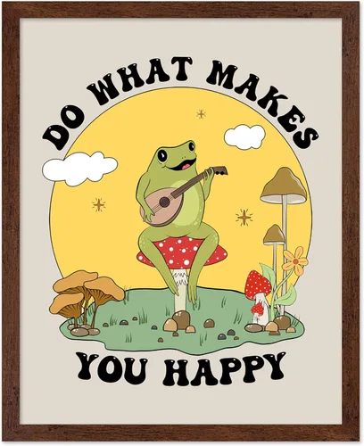 Vista 31 de Poster Master All That Is Meant To Be Poster - Retro Frog on Mushroom Print - Meditation Art - Motivational Design - Preppy Print - Trendy Decor