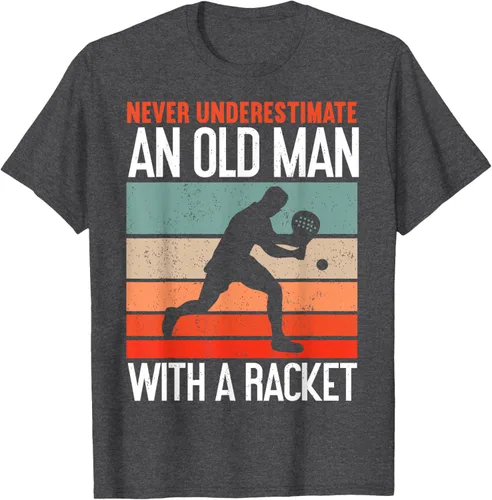 Vista 23 de Camiseta divertida de pádel "Never Underestimate An Old Man With A Racket, Negro