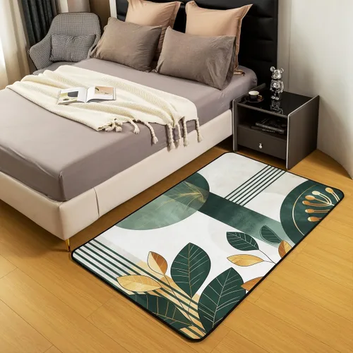 Vista 5 de Feelyou Boho Geometric Area Rug 3x5 Kids Tropical Leaves Decorative Rug for Boys Girls Teens Botanical Nature Theme Living Room Rugs Luxury Modern
