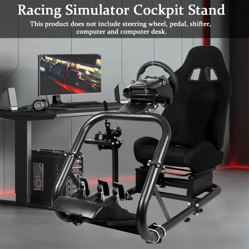 Vista 7 de Racing Simulator Cockpit with Black Racing Seat fit for Logitech G29 G27 G920 G923, Thrustmaster T300, Fanatec, Moza, Racing Wheel Stand Sim