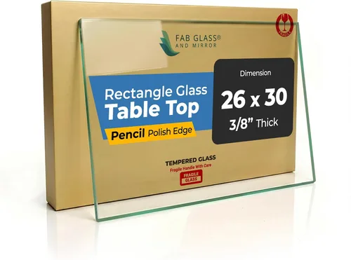 Vista 26 de Mesa rectangular transparente de vidrio templado de 16 x 30 pulgadas, borde pulido de lápiz de 3/8 pulgadas de grosor, resistente a los arañazos
