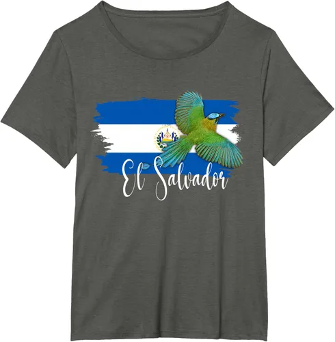 Vista 63 de Camiseta con la bandera de El Salvador, mapa de El Salvador, camiseta de Salvador para mujer, Negro