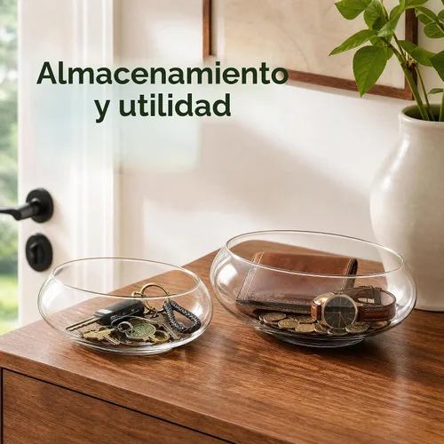 Vista 10 de ZENFUN Paquete de 2 jarrones de vidrio, jarrón de flores de boca ancha de 6 y 8 pulgadas, terrario redondo, maceta hidropónica de vidrio, recipiente